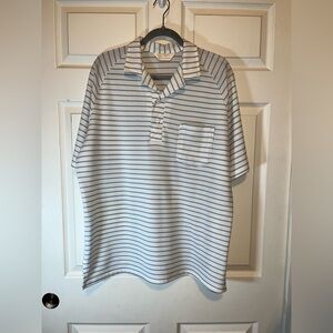 Vintage Men's Blue Striped Polo Shirt